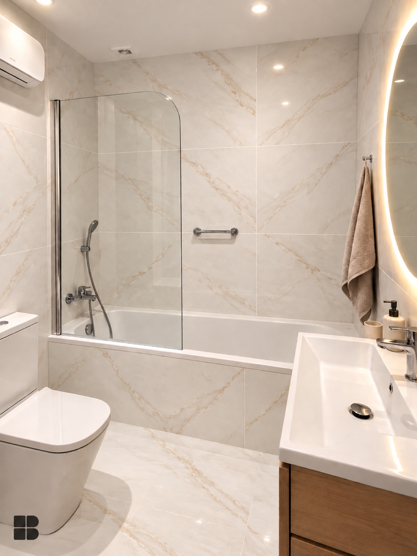Baño reformado y luminoso en Diagonal Mar con bañera